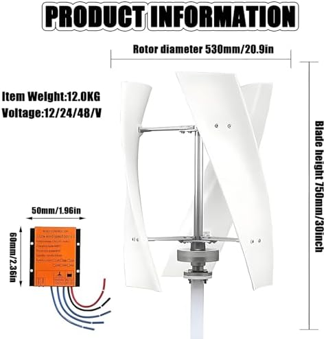 10000W Vertical Wind Turbine Kit - 3-Blade Low-Speed Generator with Controller for Home Renewable Energy & Off-Grid Power Systems - 12000W/12V Efficient Solutions