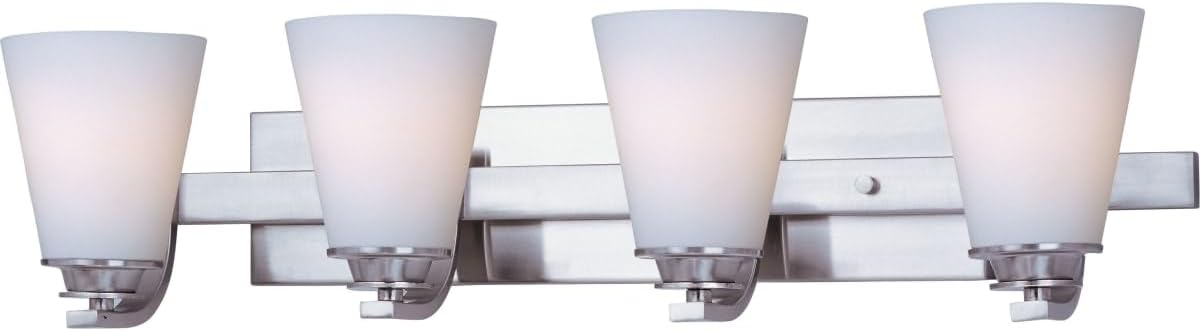 Maxim ConiCAL 4 Light Vanity Light with Satin Nickel Finish and Satin White Glass