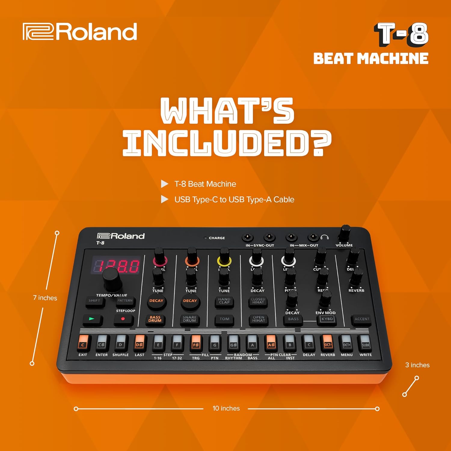 Roland AIRA Compact T-8 BEAT MACHINE | Ultra-Portable Rhythm and Bass Machine with Genuine Roland Sounds | TR-REC Drum Sequencer | Six Rhythm Tracks | Built-in Effects | USB and MIDI Connectivity