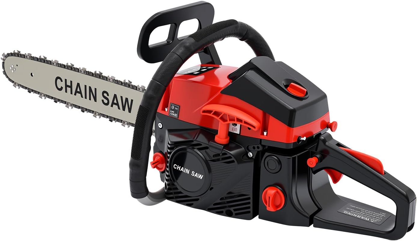 58cc Top Handle Gas Powered Chainsaw 2-Stroke, Air-Cooled Petrol Handheld Cordless Chain Saw, Single Cylinder Gas Chainsaw For Garden Pruning, Forest Logging, Firewood Cutting