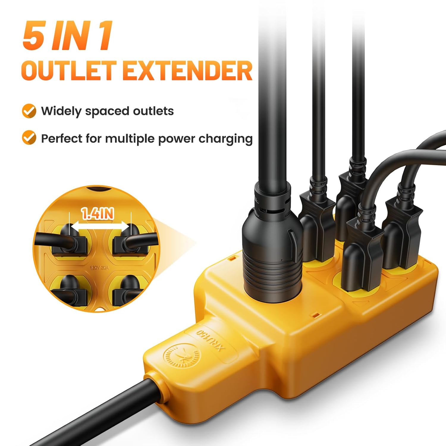 MECMO NEMA L14-30P to Four 5-20R/ 5-15R & L14-30R Generator Adapter Extension Cord and NEMA L14-30P to SS2-50R RV Marine Shore Power Generator Adapter ETL Listed 4 Prong Twist Lock Generator 30A Cord