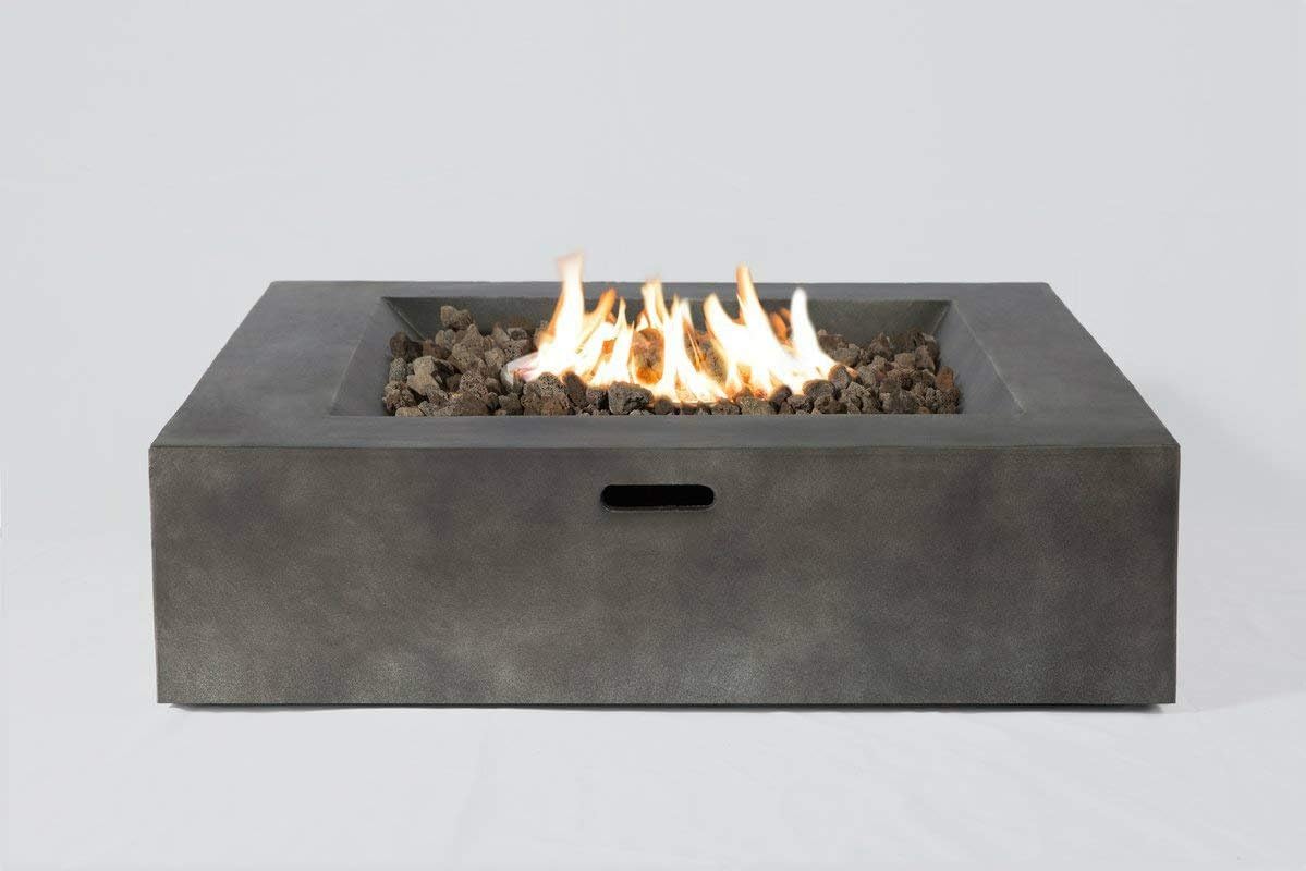 Century Modern Outdoor LSI Fire Pit for Outdoor Home Garden Backyard Fireplace, Square Shape (12'' Hx36'' Wx36'' D, Black)