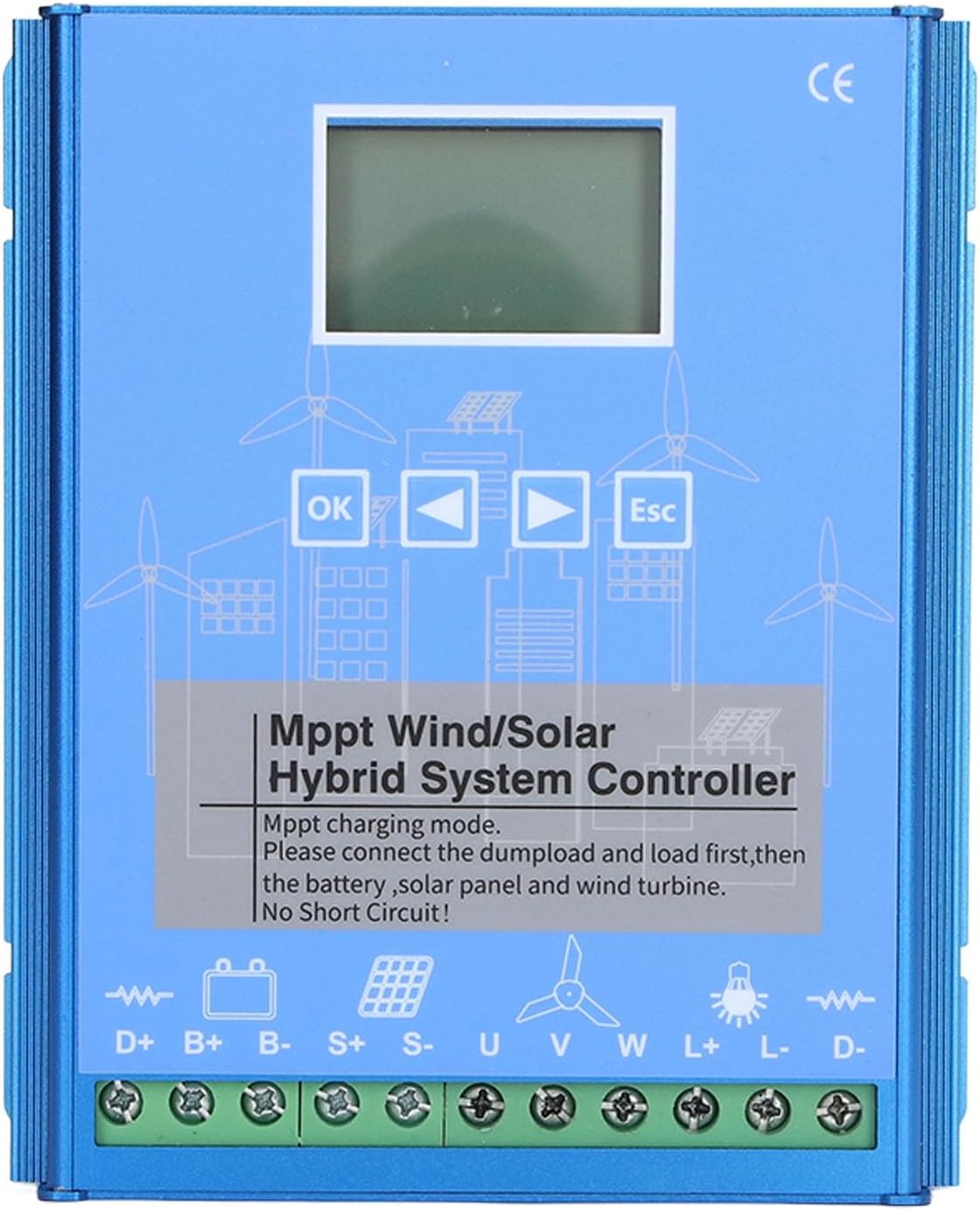 24V 48V MPPT Wind Solar Controller Solar Wind Power Accessories, Universal LCD Energy Controller Wind 1000W Photovoltaic 1000W