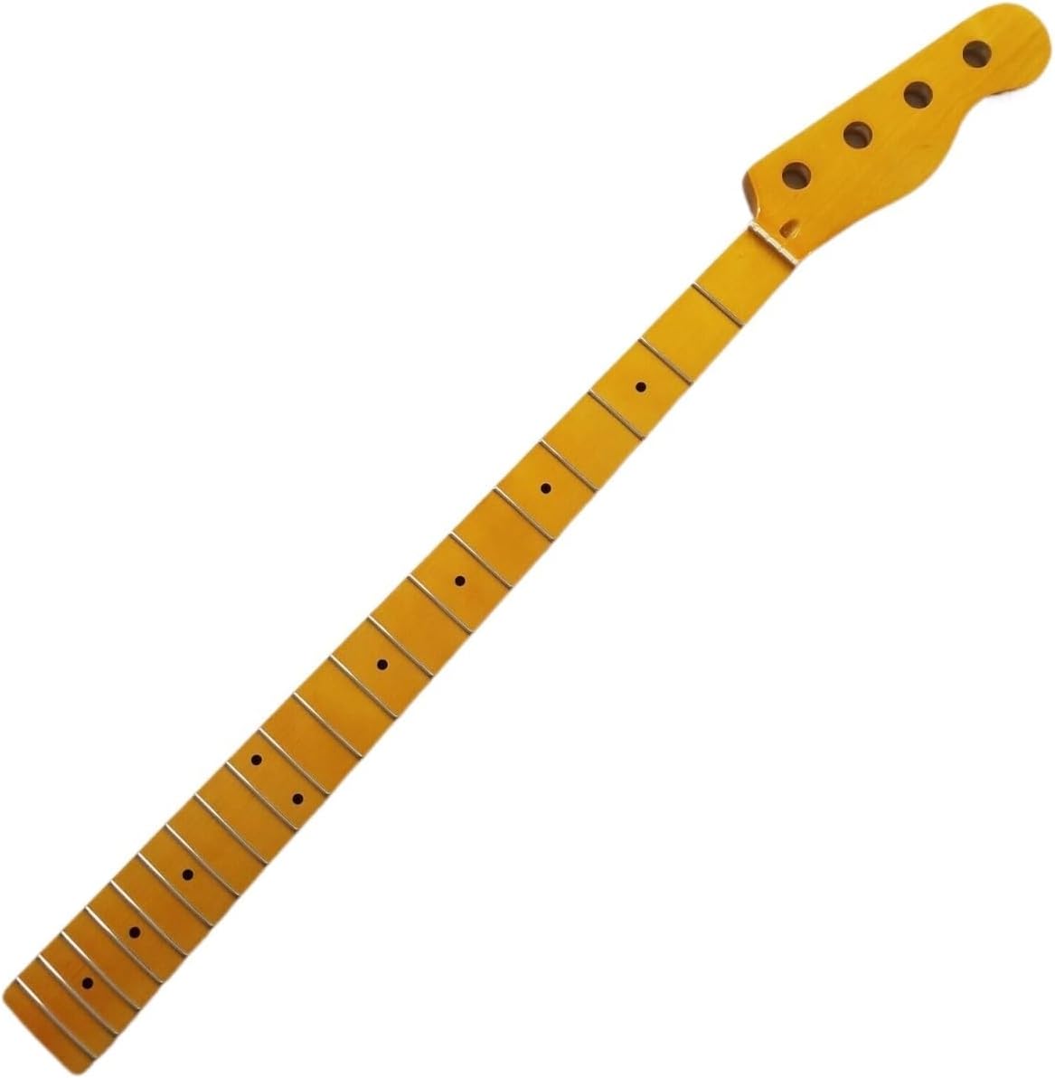 Yellow Bass Guitar Neck Piece 20 Fret 34 Inch Maple Fingerboard Dot Inlay Replacement Parts