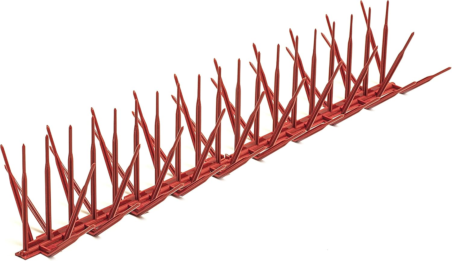 Bird B Gone - Brick Red Plastic Anti Bird Spikes (100') - Humane Deterrent - Stops Pigeons & Birds from Roosting - UV-Stabilized Polycarbonate - for Rooftops, Ledges, Fences, Etc - Made in USA