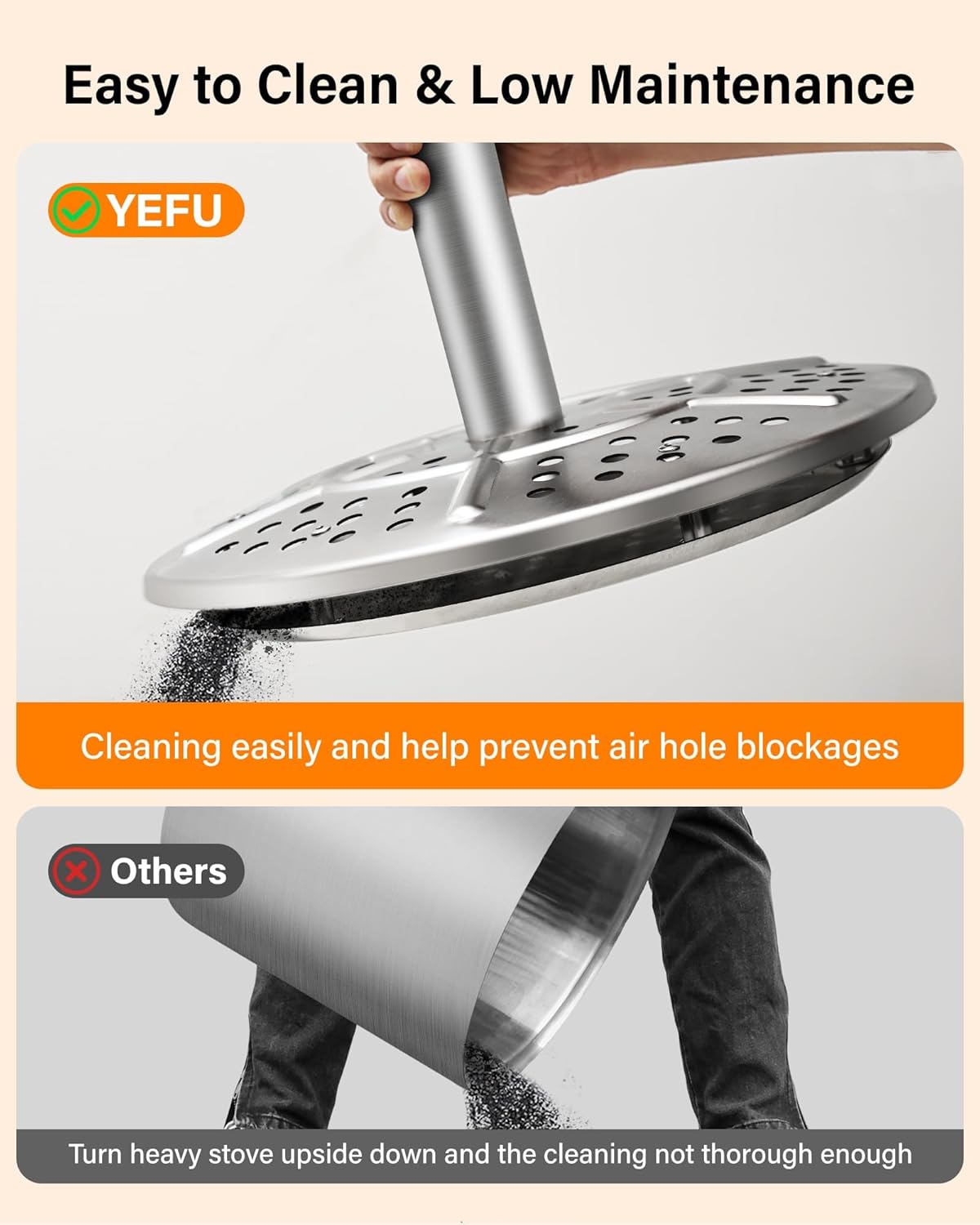 YEFU Smokeless Firepit for Outdoor Portable: 19 Inch Fire Pit with Removable Ash Pan - Outdoor Fire Pit for Wood Burning - Smokeless Firepit with 304 Stainless Steel for Patio Camping Backyard