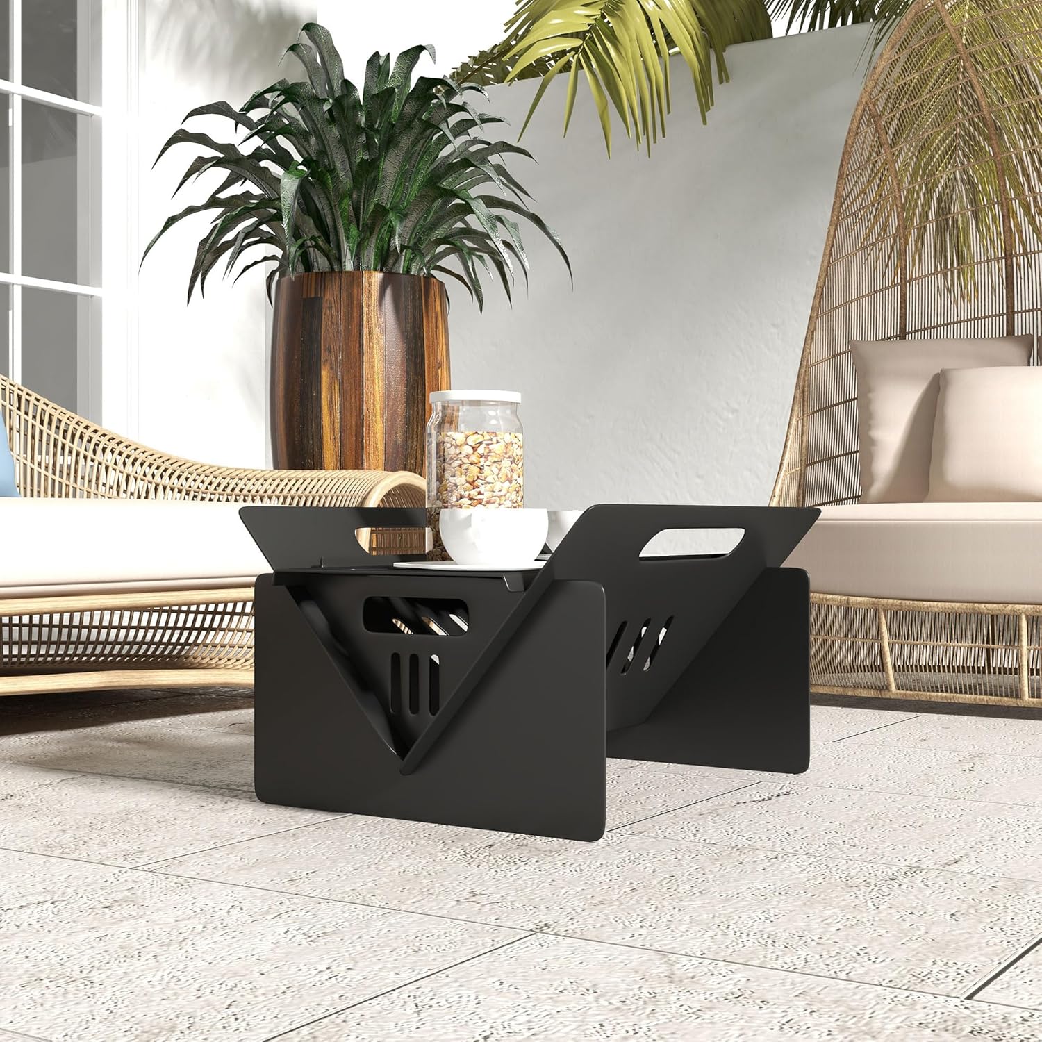 3-in-1 Portable Fire Pit Outdoor Bonfire Stove with Carrying Bag and Quick Assembly for Camping Outdoor Heating, Bonfire and Picnic