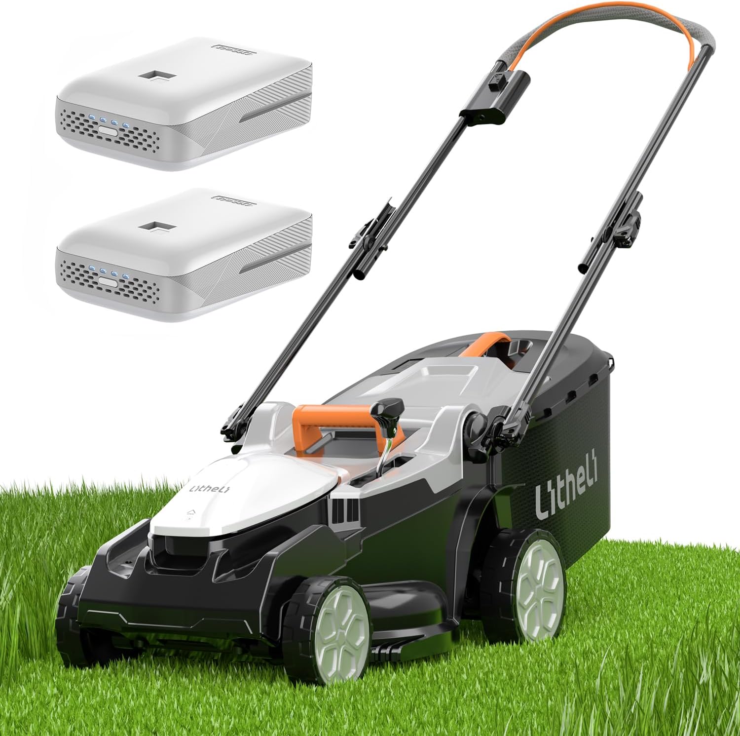 Litheli 16.2 Inch Lawn Mower 2x20V Electric Coreless Lawn Mower Lightweight Push Mower with 6-Position Height Adjustment, 2 x 4.0Ah Battery Include