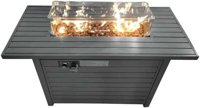 25'' H x 42'' W Steel Propane Outdoor Fire Pit Table with Lid