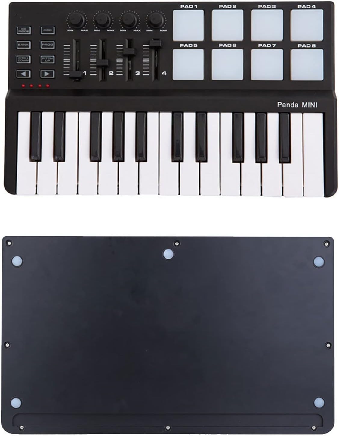 25-Key USB MIDI Keyboard Controller with Velocity Sensitive Keys, Backlit Trigger Pads, 4 MIDI Control Groups, Ideal for Windows 10, Windows 7, Android Devices