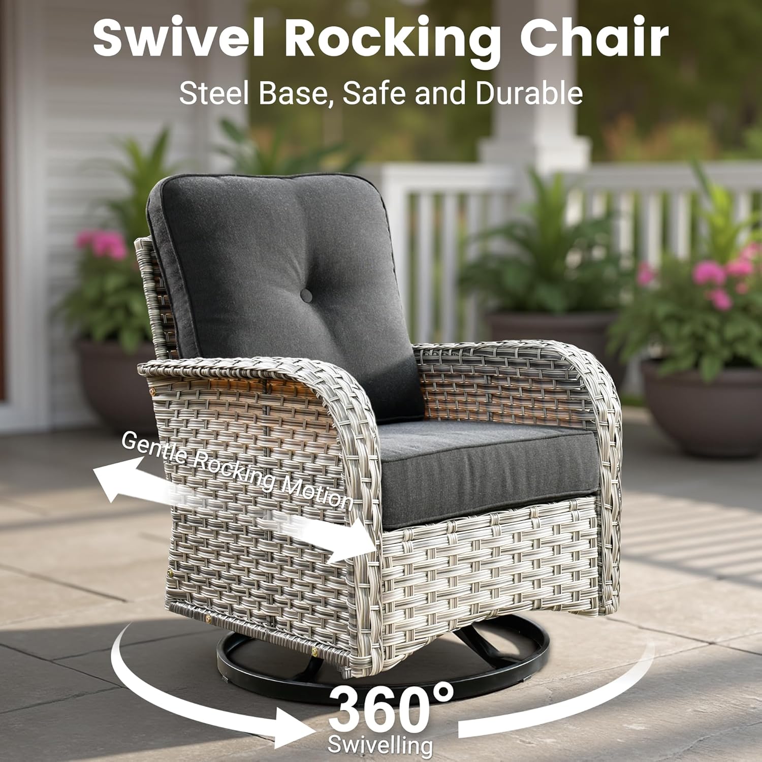 Outdoor Sectional Patio Furniture Set with Fire Pit Table,11 Pieces Rattan Wicker Conversation Sets L Shaped Couch,Out Door Furniture with Swivel Chairs Glowing Coffee Table,Black