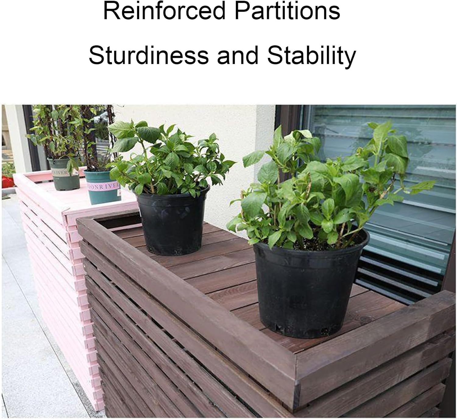 Wood Air Conditioner Covers for Outside, Outdoor Air Conditioner Cover Fence, Weather Resistant, Aesthetically Pleasing Decorative, Easy to Care(Blue,33x14x31in/85x35x80cm)