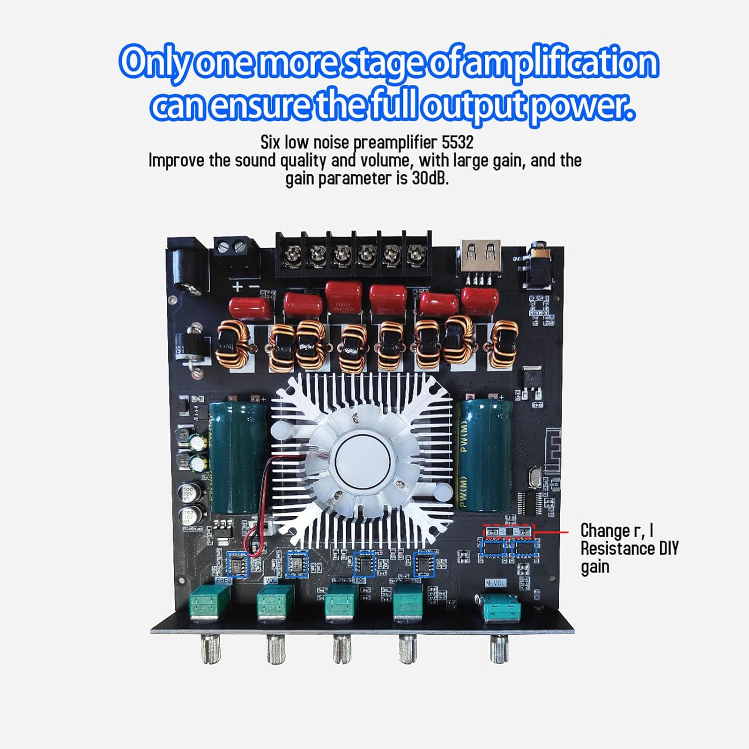 Power Amplifier Module 2.1 Channel BT5.1 AUX U Disk USB Sound Card Inputs TPA3255 Amplifier Board DC16-38V for Home Entertainment System