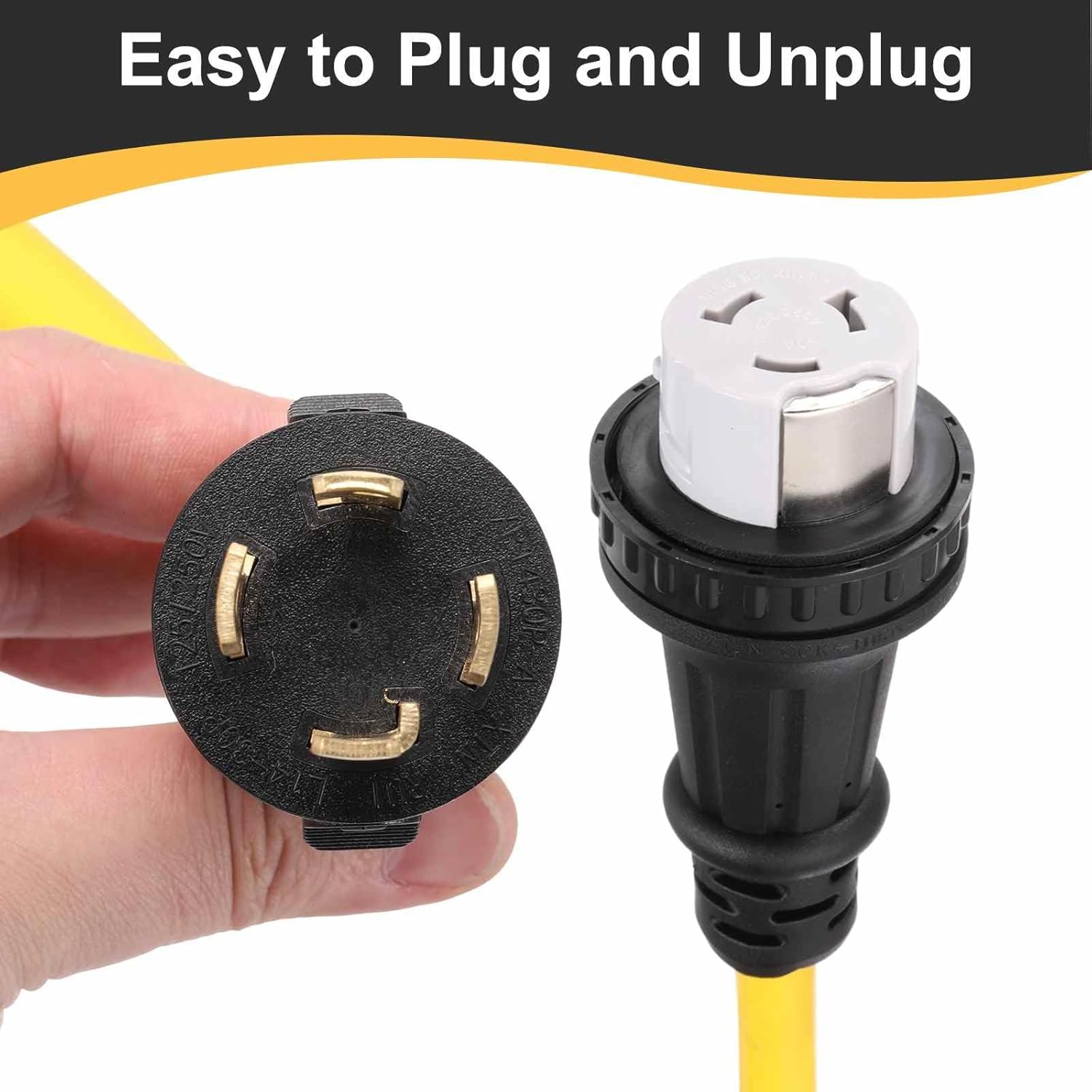 MECCANIXITY 20ft NEMA L14-30P to SS2-50R RV Marine Generator Transfer Switch Adapter Cord, 30A Generator Extension Cord L14-30P Male to 50A Marine Shore Power SS2-50R Female, 125V/250V