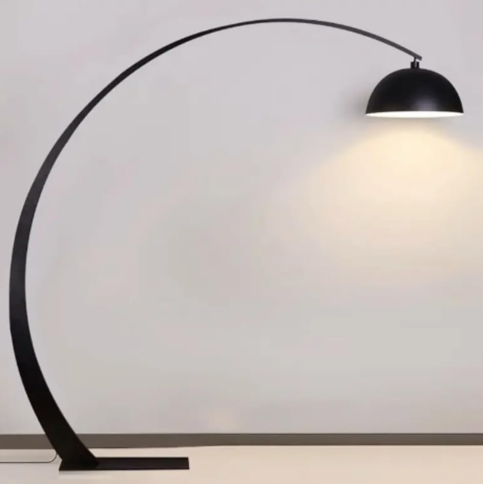 Prismatica Half Arc Metal Floor Lamp with Brushed Finish | Modern Standing Lamp for Living Room, Bedroom, Office | Elegant Arc Design with Stable Base, Easy Assembly & Ambient Lighting
