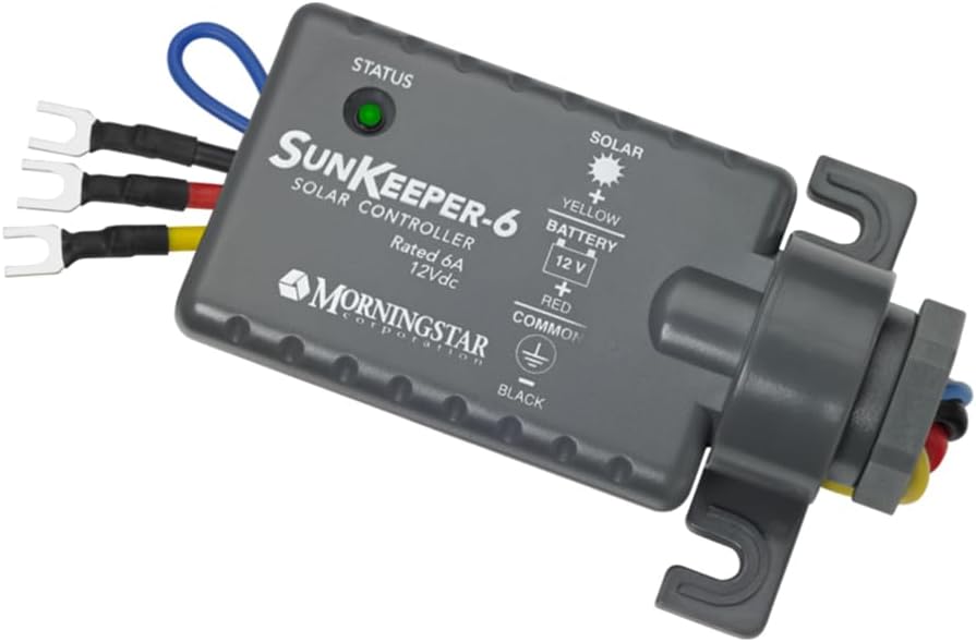 Morningstar SunKeeper 6A PWM Solar Charge Controller (SK-6) - Intelligent Solar Panel Regulator, Supports 12V Batteries, IP65 Outdoor Panel Control, HAZLOC Rated, 5 Year Warranty - Designed in USA