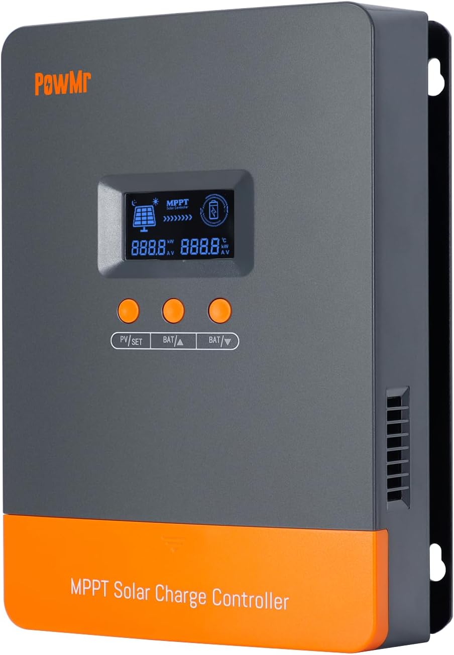 PowMr 100A MPPT Solar Charge Controller, 12V 24V 36V 48V Auto, Solar Controller PV Input Max 160V, Supports up to 12 Parallel Connections, Fit for AGM, Gel, FLD and Lithium【Update - Supports Parallel】