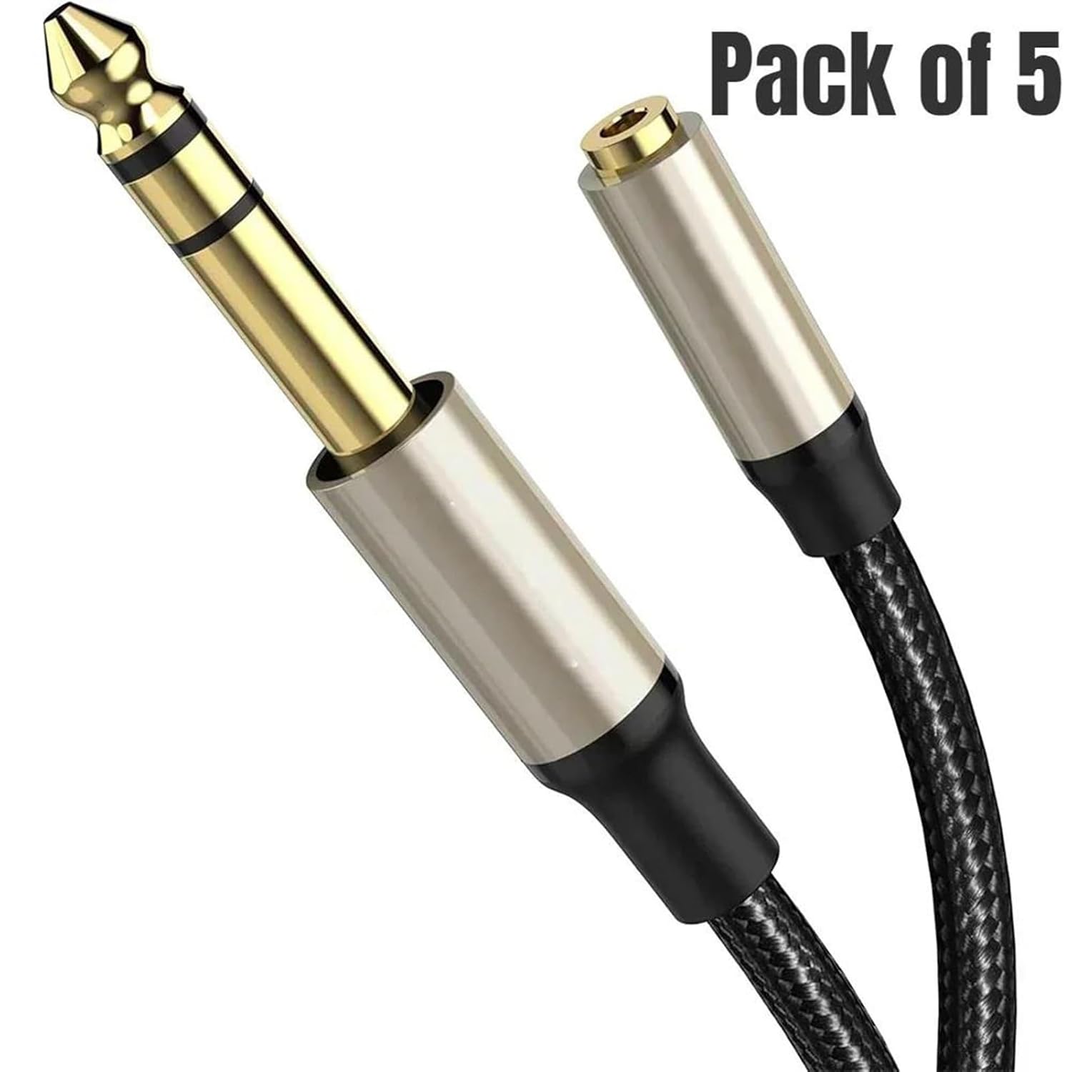 Guitar Audio Cable 6.35 Male to Female 3.5 Extension Cable 1/4 to 3.5mm TRS Stereo Jack Cable for Guitar Amplifier Keyboard(Pack of 5,2m)