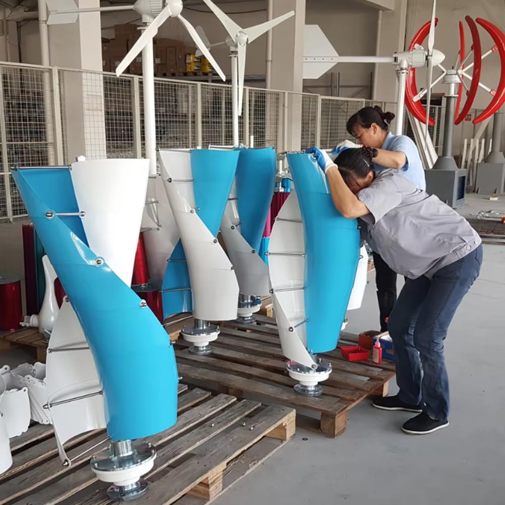 14000W Spiral Wind Power Turbine Generator,12V 24V 48V Low Noise 3 Phase AC Permanent Magnet Generator W/Controller for Home, Street Lighting,48v