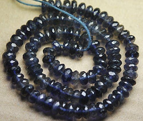 13 inch natural beads strand of 5.5-6mm faceted rondelle water sapphire iolite gemstone beads for DIY jewelry - necklace, bracelet, earring, ring.