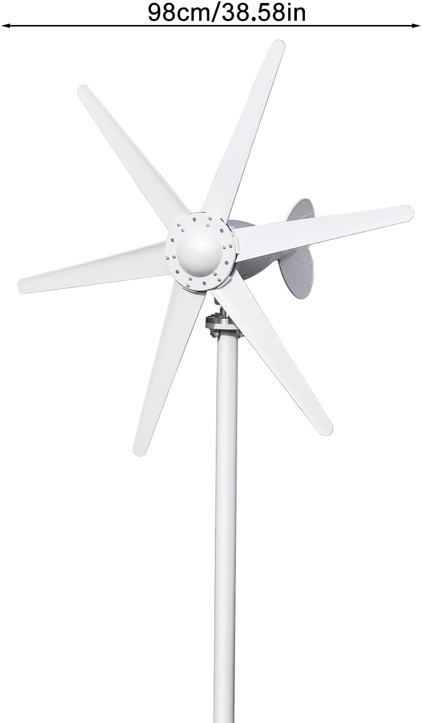 800W 12V/24V Wind Turbines Generator Kit, 6-Blade Fan Wind Power Generator, Electromagnetic Electricity Producer Equipment, Full Power Protection (White)