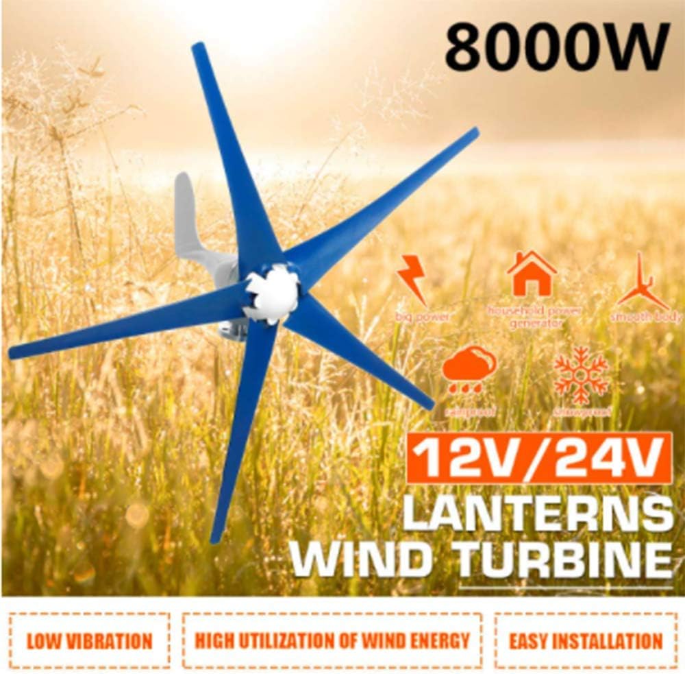 8000W 5 Blades 12V/24V Wind Turbines Generator Horizontal Wind Generator with Controller Windmill Energy Turbines Charge,12v