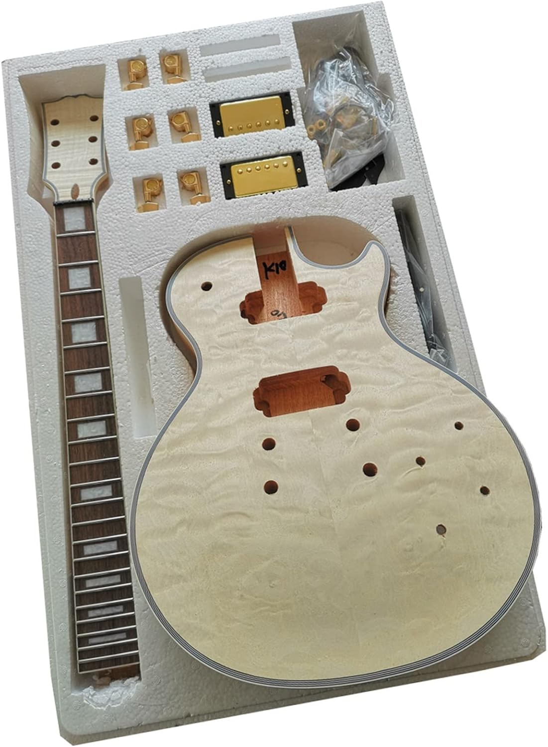 DIY Electric Guitar Kit Mahogany Okoume Body Rosewood Fingerboard Electric Guitar Assembly Kit Unfinished Guitar Set