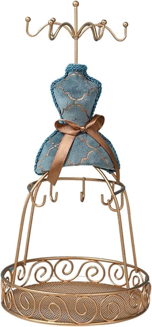 Hoop earingsTravel Jewellery Box,Vintage Jewelry Stand Bracket Earrings Rack Blue Double-Deck Jewelry Display Stand，10.6 Inch Height(Color:C)(Color:Blue)