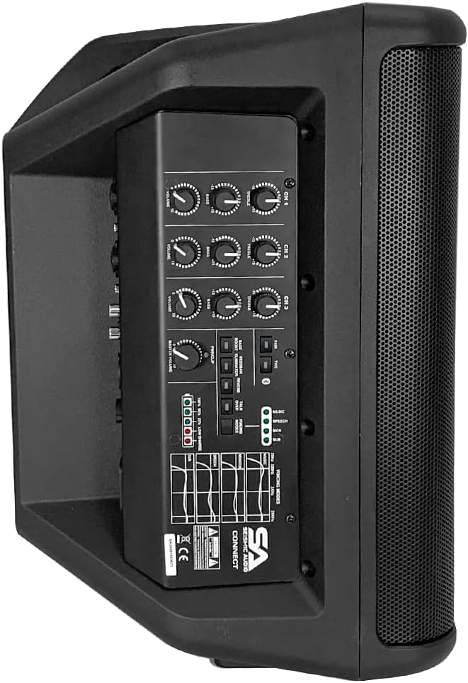 Seismic Connect - Portable Powered 8 Inch 2-Way Rechargable PA Speaker - Class D Amp | TWS Connectivity | DSP | All-in-One PA System