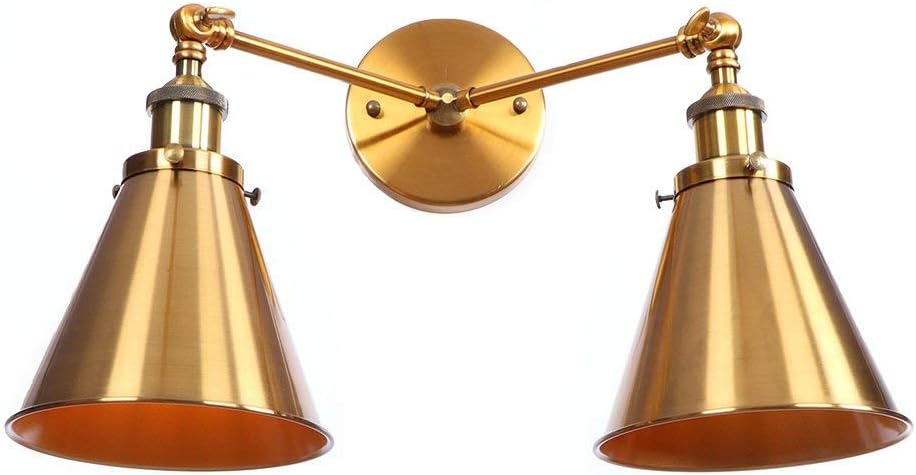 ICEMOB 2-Lights Wall Lamps, American Nostalgic Wall Light，Adjustable Foldable Swing Arm Lights with Steering Head, Retro Loft Metal Cafes Study Room Sconce Luminaire