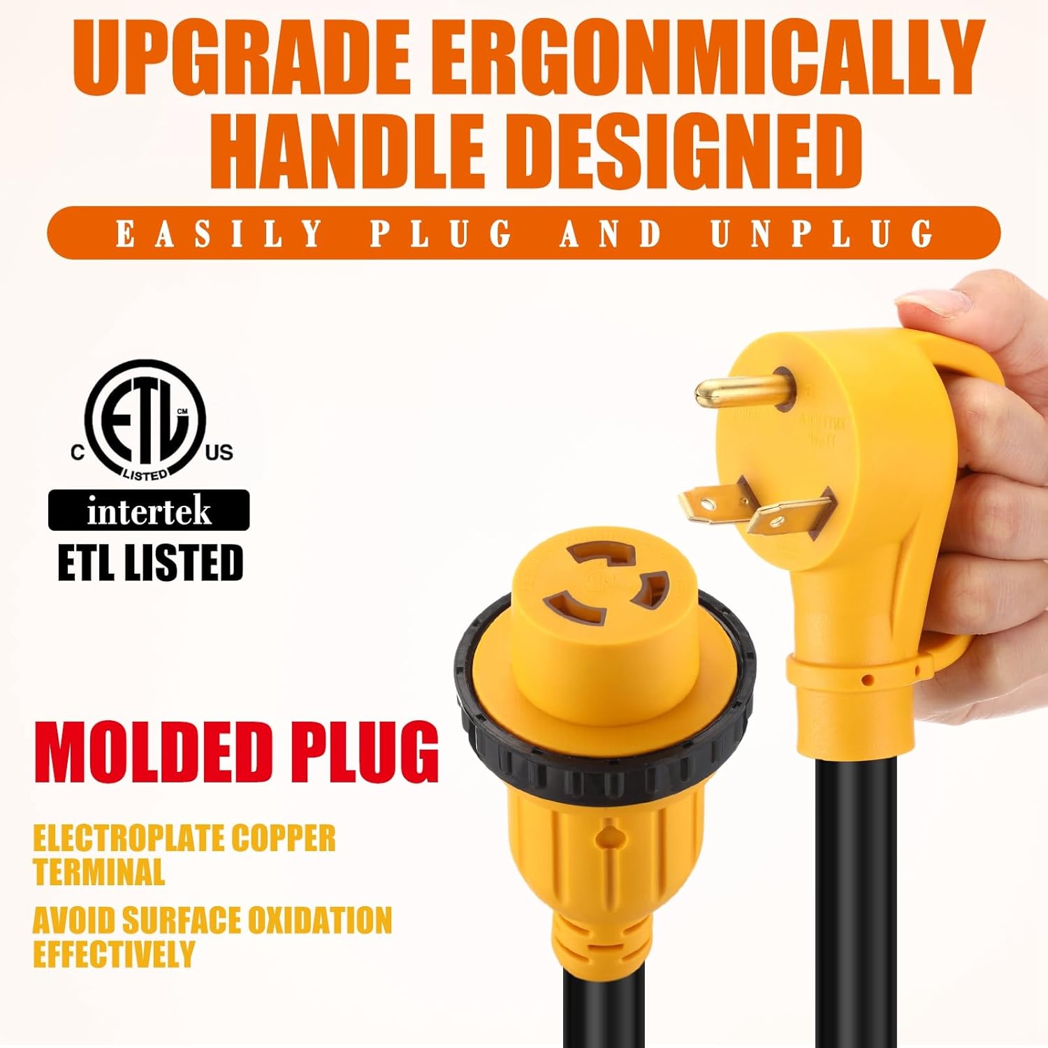 Kanayu 15FT 30 Amp RV Generator Cord and Power Inlet Box Compatible with NEMA TT-30P to L5-30R Lock Generator Extension Cord with LED Indicator Pre-Drilled L5-30P Inlet Box, ETL Listed