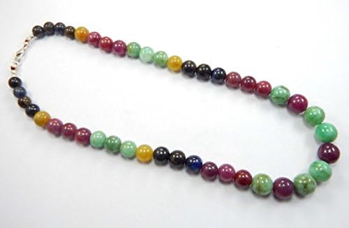 13 inch natural beads strand of 8-12mm smooth round multi sapphire & ruby gemstone beads for DIY jewelry - necklace, bracelet, earring, ring.