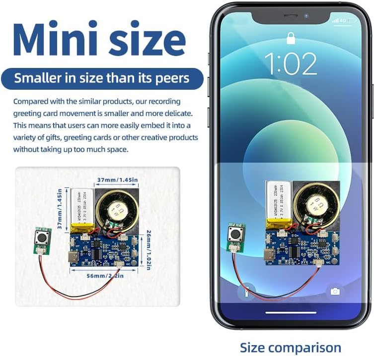 Sound Module, 16MB Push Button Activated Sound Module with Speaker,Type-C Cable Charging, 16Min Easy Sound Recording Chip for Personalized Greetings, DIY Projects, Holiday Crafts ect.(Blue-10Pack)