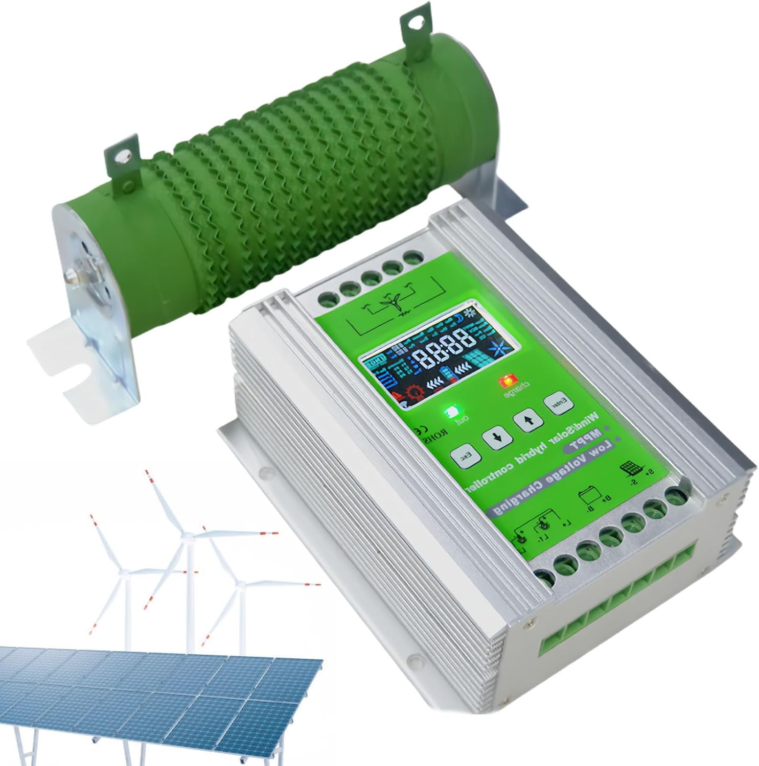 Wind Turbine Solar Hybrid Charging System, Mppt Charge Controller, 12v/24v/48v Battery Off Grid Controller, Wind Turbine, Solar Panel, Regulator, Unloader,48V-400W