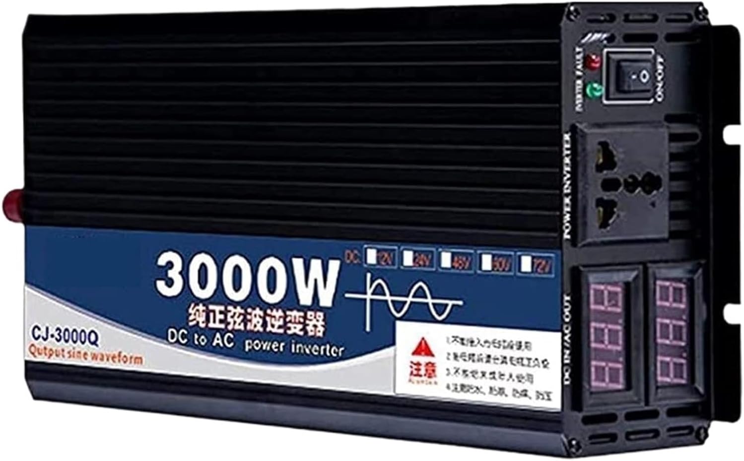 Pure Sine Wave Power Inverter 3000W 4000W 5000W DC 12v 24v 48v 60v to AC 110v-220v Converter with LCD Display USB Port and Outlets Suitable for Camping and Household 3000W-12Vto220V(60vto220v,4000W)