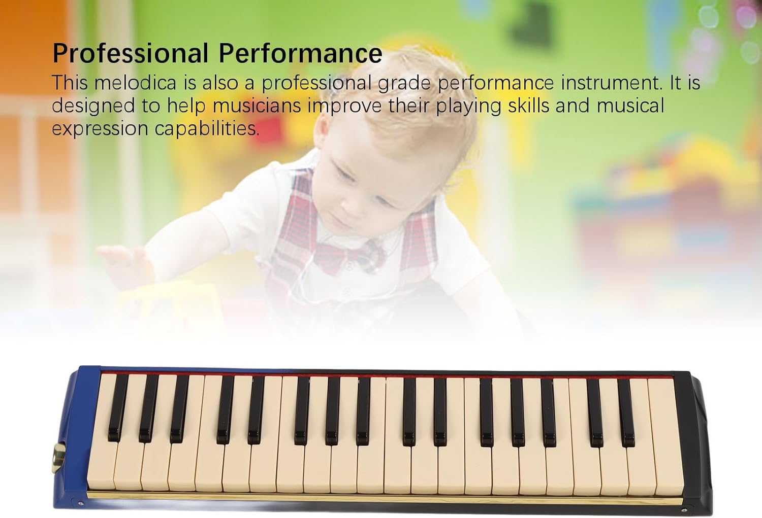 37 Key Melodica Instrument Piano, Professional Air Keyboard with Double Soft Tubes, 2pcs Mouthpiece, Carrying Bag, ABS Material for Beginners and Musicians, Ideal for Music Classro
