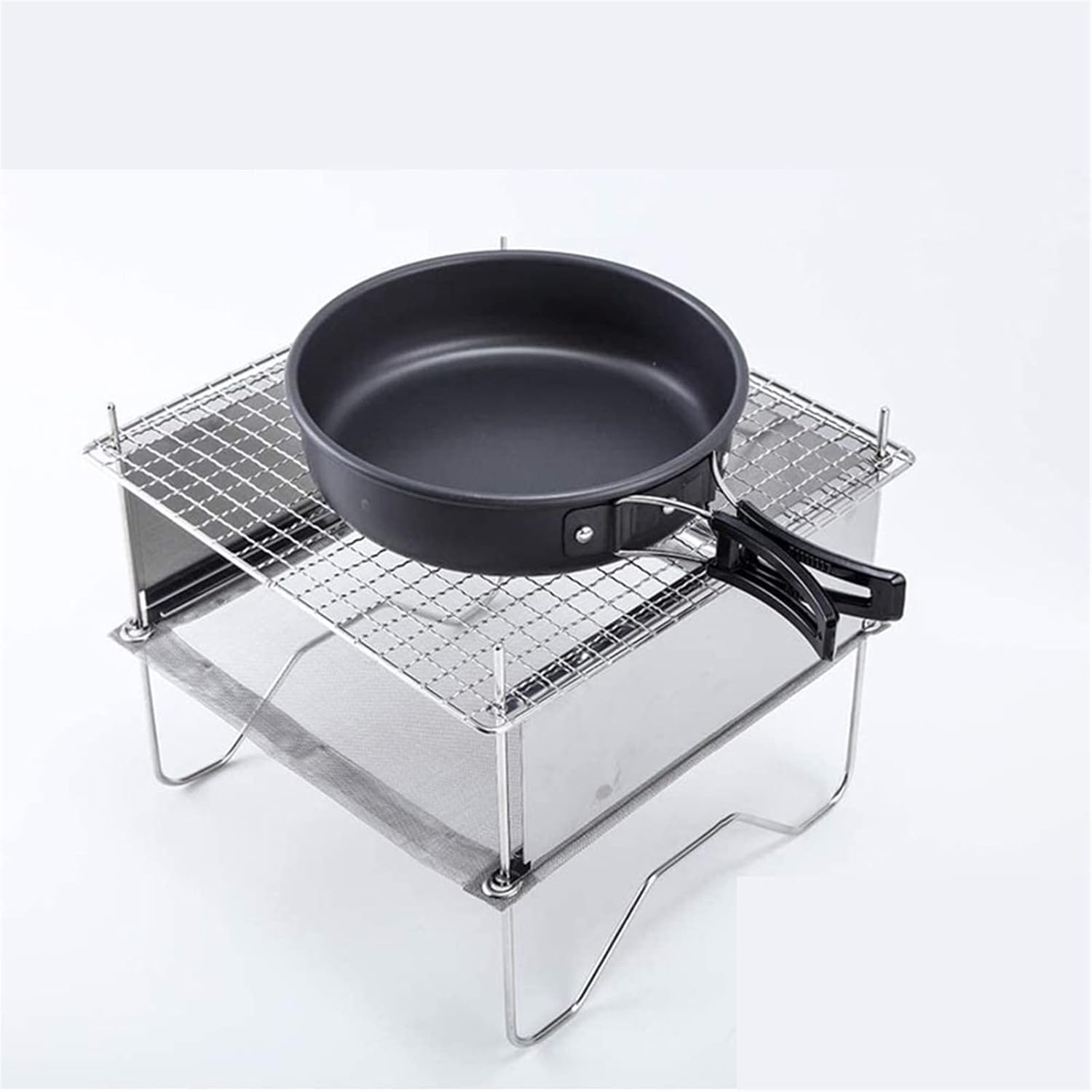 Grills Outdoor Camping Stove Stainless Steel Folding Bonfire Barbecue Burning Firewood Stove Mini Fire-Pit Portable Picnic Stove