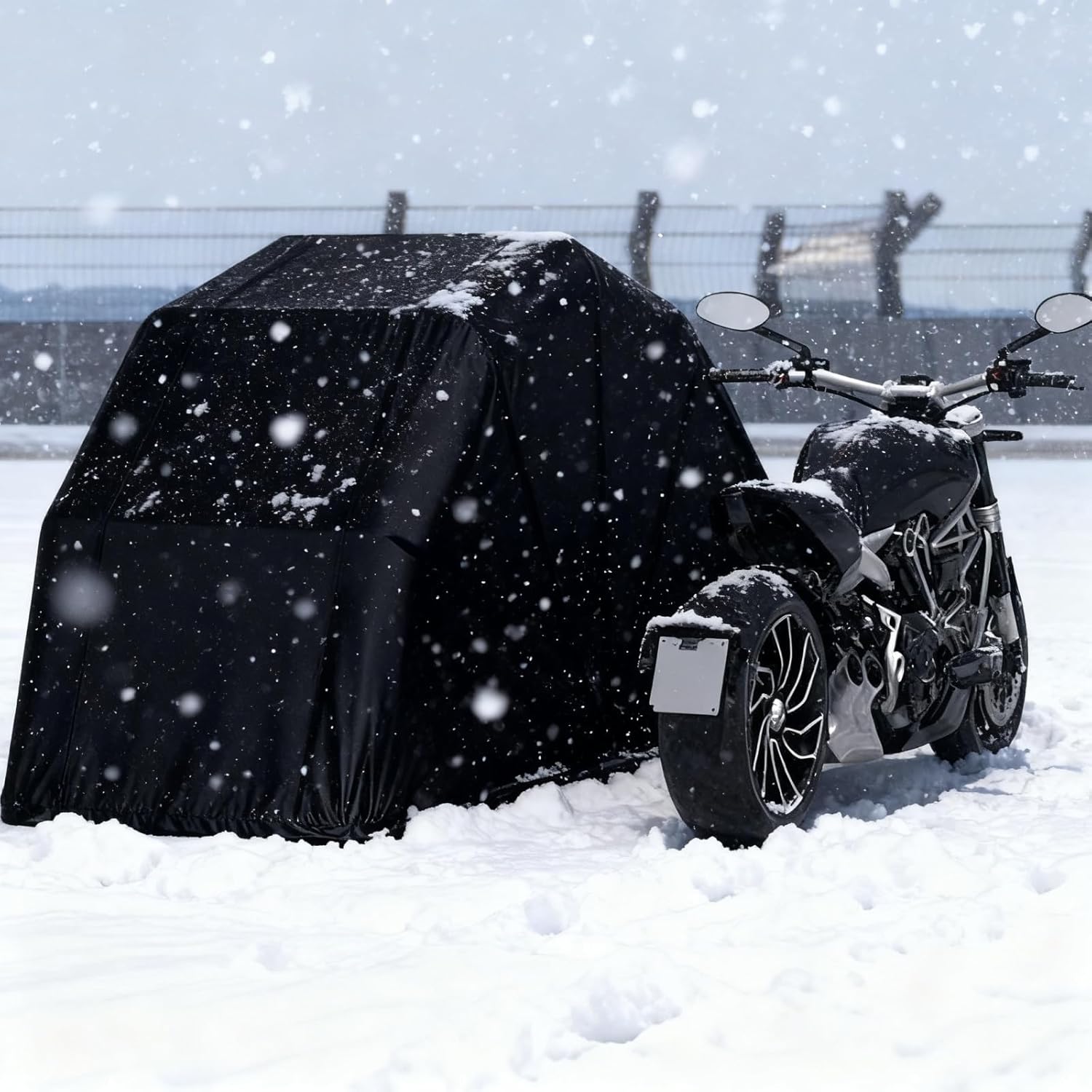 Semi-Automatic Motorcycle Shed, Heavy Duty Motorcycle Shelter Storage Sheds, Waterproof Outdoor Motorbike Tent with Lock, All Weather Heavy-Duty Motorbike Protection(11.48 * 6.23 * 6.23ft)