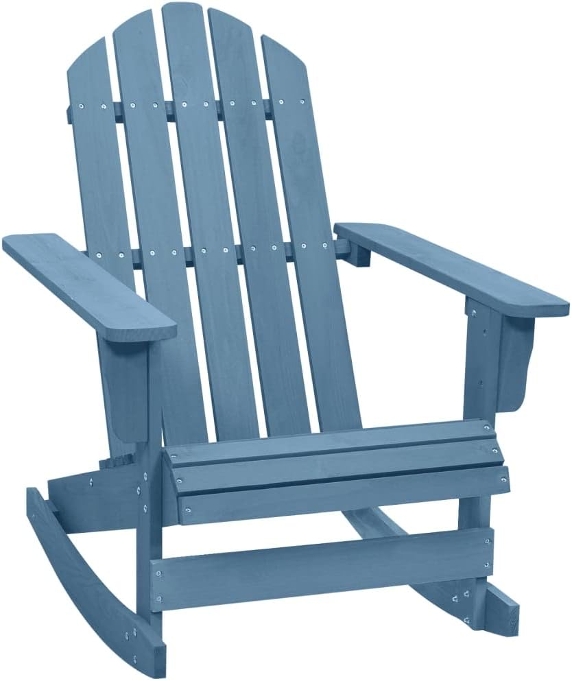 Patio Adirondack Rocking Chair Solid Fir Wood Blue,Comfortable Adirondack Rocking Chair for Outdoor Relaxation in Solid Fir Wood Patio Furniture & Accessories