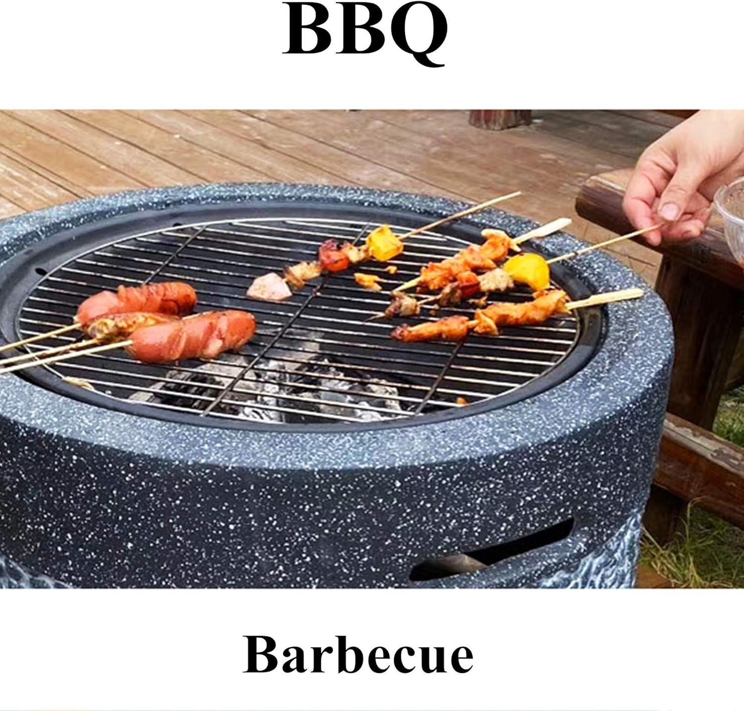 Cast Stone Fire Pit,Large Firepit Table Wood Burning,Mesh Screen Spark Protector and Lift Hook,Heat Resistant Fire Bowl,Patio Garden Fireplace