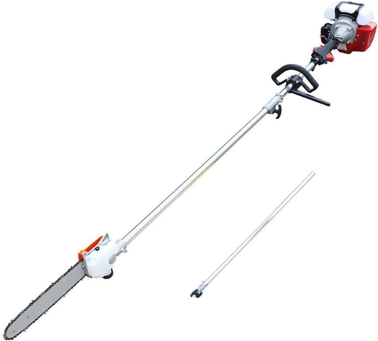 43CC Gas Powered Pole Saw, 2-Stroke Gasoline Saw Pruner, Long Reach Tree Trimmer with 7.87-11.48ft Telescopic Pole, 1.25KW High Power for Pruning, Trimming, and Branch Cutting