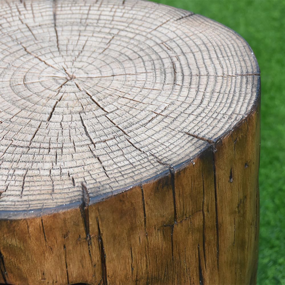 Elementi Manchester Redwood Propane Tank Cover Fire Pit Round 19 in. Concrete Side Table Fits Standard 20 Pound Propane Tank Hideaway Table