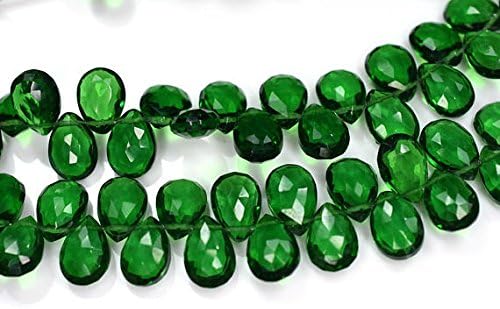 13 inch natural beads strand of 7x10mm faceted pear emerald quartz gemstone briolletes beads for DIY jewelry - necklace, bracelet, earring, ring.