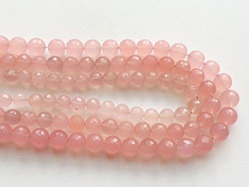 13 inch Natural Beads Strand of 9-10mm Faceted Round Pink Chalcedony Gemstone Beads for DIY Jewelry - Necklace, Bracelet, Earring, Ring.