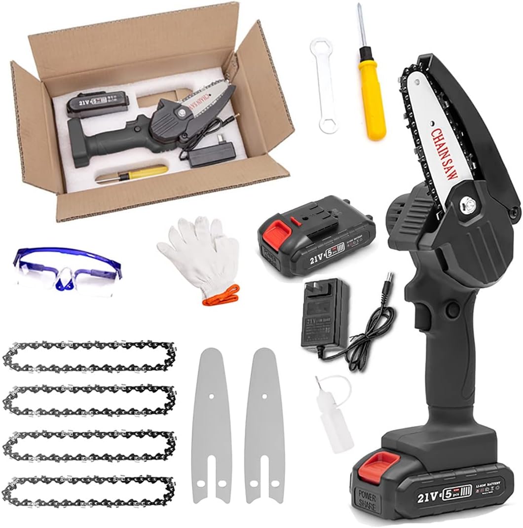 Mini Chain Saw,Handheld Chainsaw, Cordless Battery Power,Mini Chainsaw with Battery and led Lights,4 Inch Cordless Chainsaw with Charger, Suitable for Gardening, Wood, Outdoor Camping
