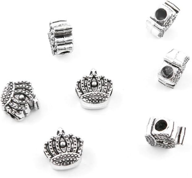 560 Pieces Antique Silver Tone Jewelry Making Charms Findings Fashion Wholesale Supplies Pendant Lots Bulk Supply W5PE9K Crown Loose Beads