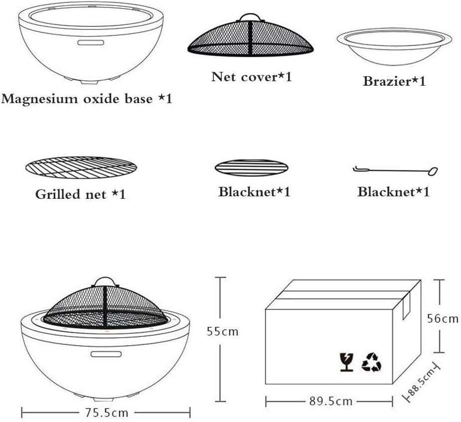 Small Fire Pit, Fire Pit Garden, Fire Bowl for Garden and Patio Outdoor Garden Fire Pit with Mesh Cover Fire Pit with BBQ Grill Shelf