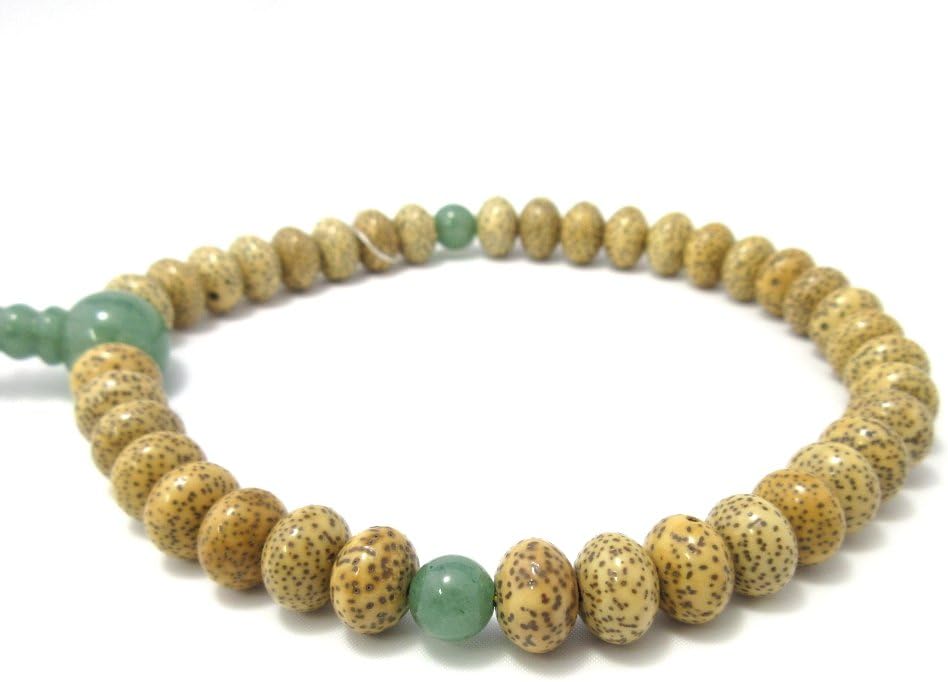 京都あさひ屋 Bodhi Tree Wood & Green Aventurine Japanese Juzu Buddhist Prayer Beads Handemade in Kyoto Japan JUA13