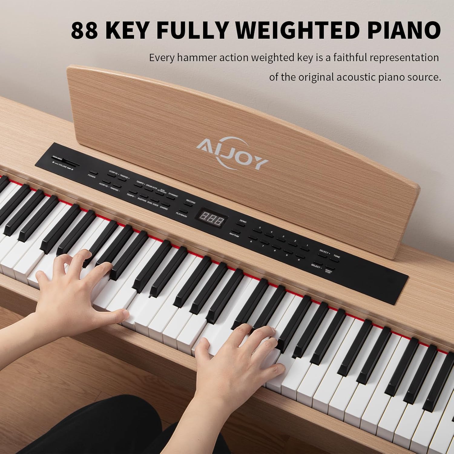 AiJoy Digital Piano Keyboard Hammer Weighted 88 Keys, Full Size Electric Piano for Beginners, with LCD Display and Tripal Pedal, Supports USB-MIDI/Wireless Connect, ADP-50