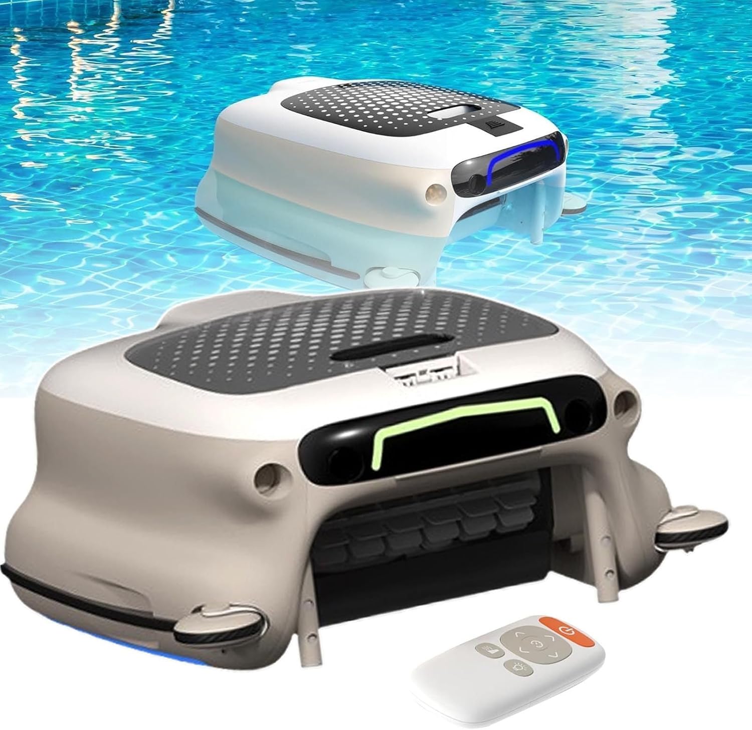 Pool Skimmer,Cordless Pool Cleaner Robot with Remote Control,10l Robotic Pool Skimmer-7800mah Battery,Automatic Pool Cleaner-Salt Resistan Durable Motor,Cleans 2000 Sq Ft,24/7 Cleaning